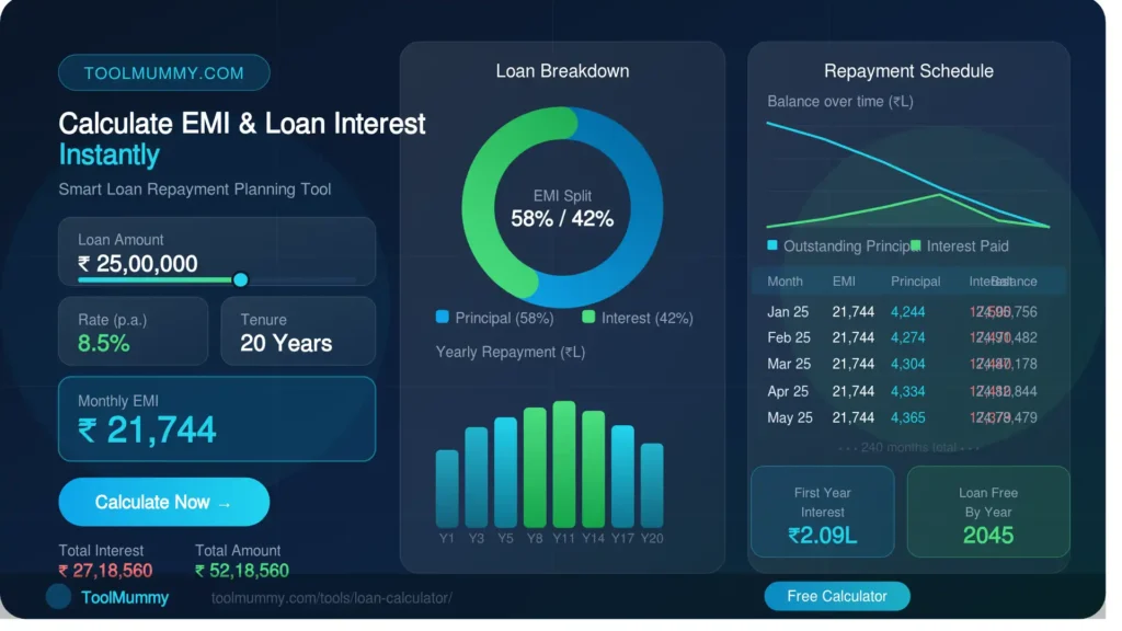 Loan Calculator Online EMI, Interest and Repayment