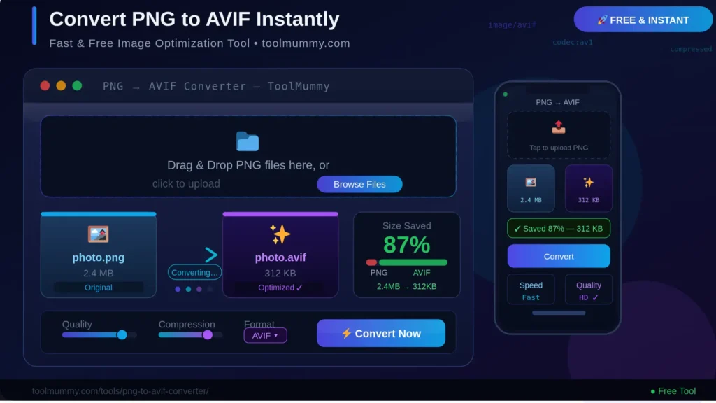 PNG to AVIF Converter Online